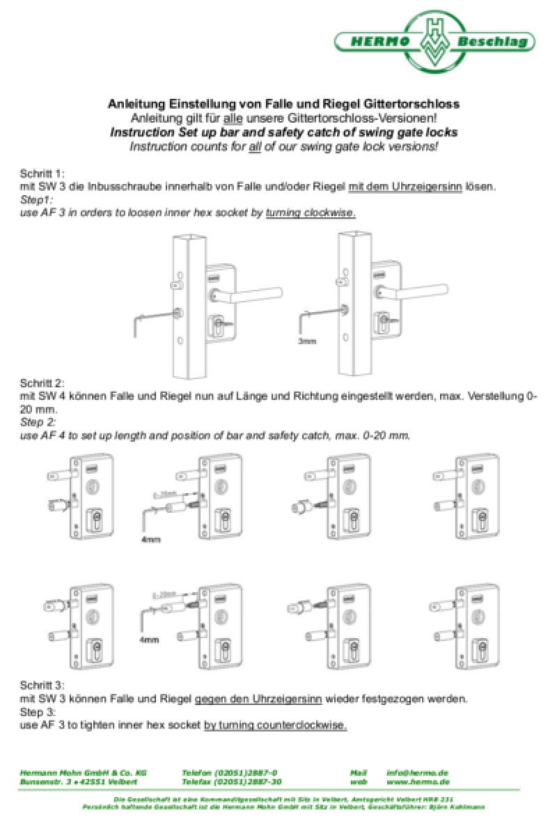 Swing gate lock GTS 2 double profile cylinder gray RAL 7016 handle no. 1010